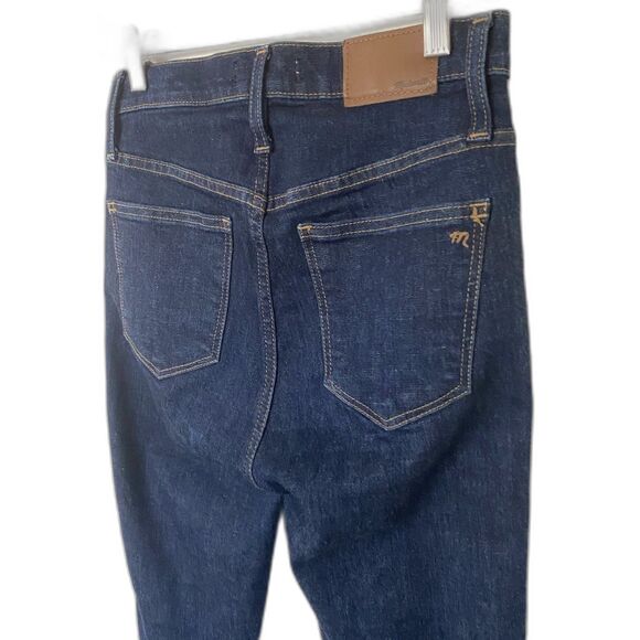 Madewell 10-Inch High Rise Skinny Dark Wash Jeans with Raw Hem Zip Fly Sz 25 - Picture 12 of 13
